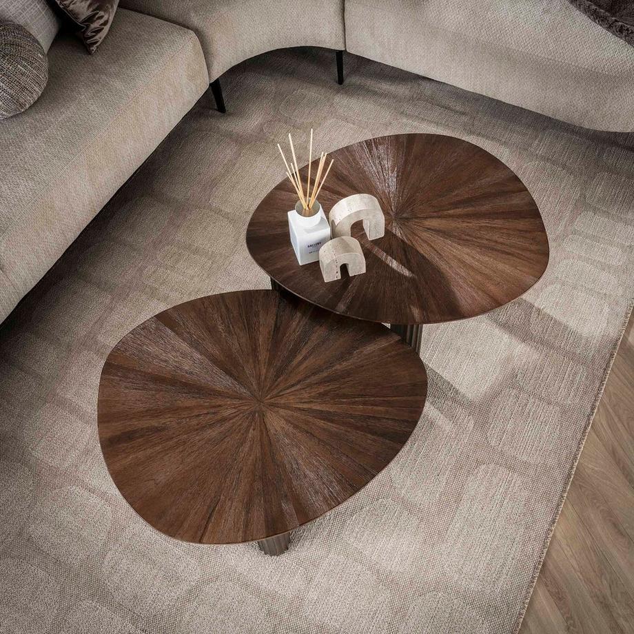 mutoni Couchtisch Maya dreieckig Teak espresso (2er-Set)  