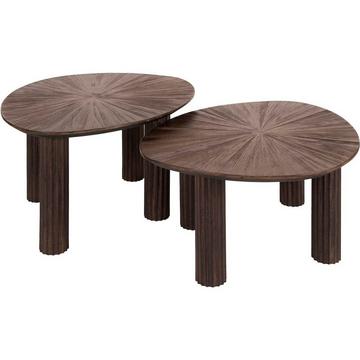 Tavolino triangolare Maya in teak espresso (set di 2)