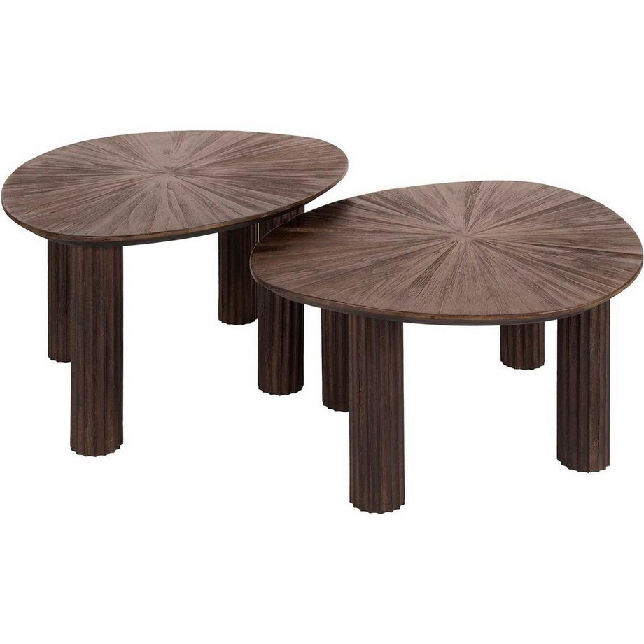 mutoni Couchtisch Maya dreieckig Teak espresso (2er-Set)  