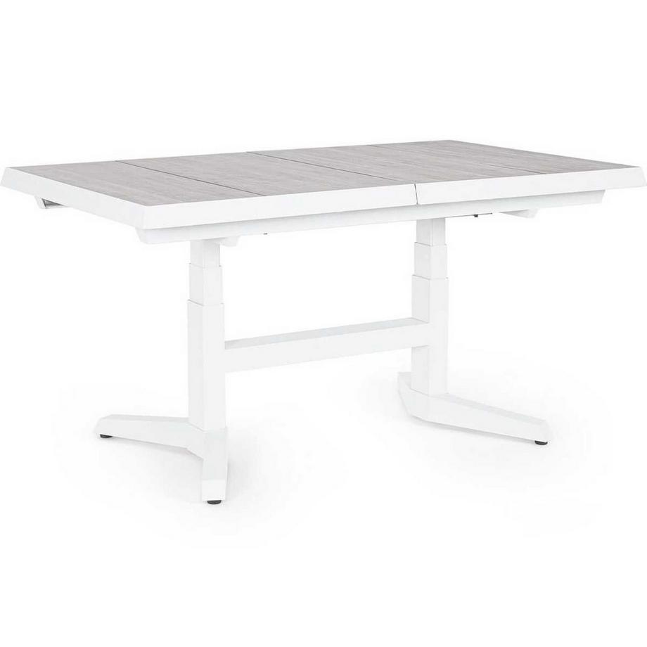mutoni lifestyle Table de jardin à rallonges Robert réglable en hauteur blanc 143-183x88  