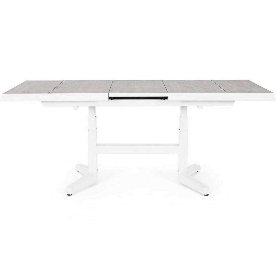 mutoni lifestyle Table de jardin à rallonges Robert réglable en hauteur blanc 143-183x88  