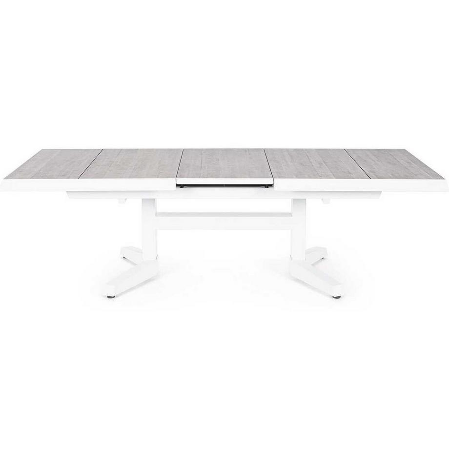 mutoni lifestyle Table de jardin à rallonges Robert réglable en hauteur blanc 143-183x88  