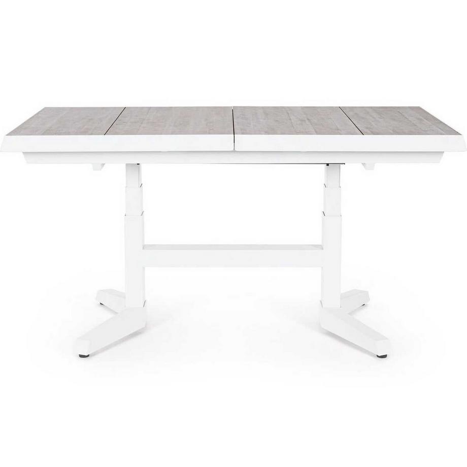 mutoni lifestyle Table de jardin à rallonges Robert réglable en hauteur blanc 143-183x88  