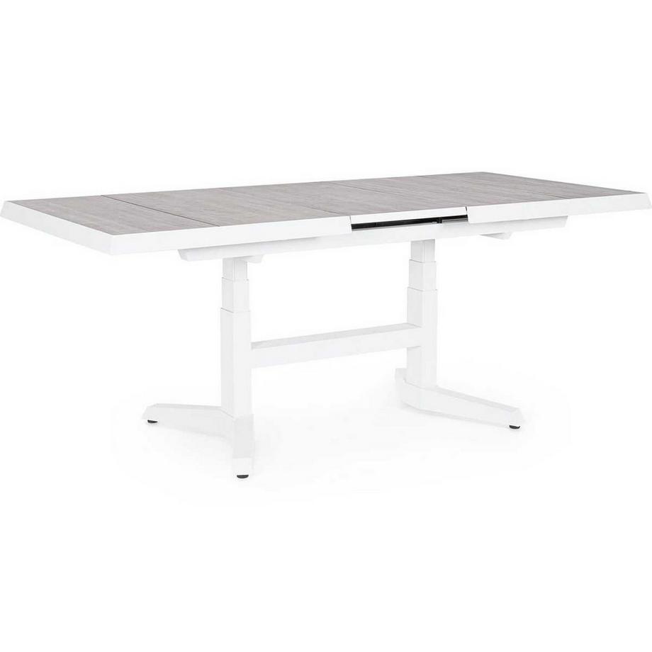 mutoni lifestyle Table de jardin à rallonges Robert réglable en hauteur blanc 143-183x88  