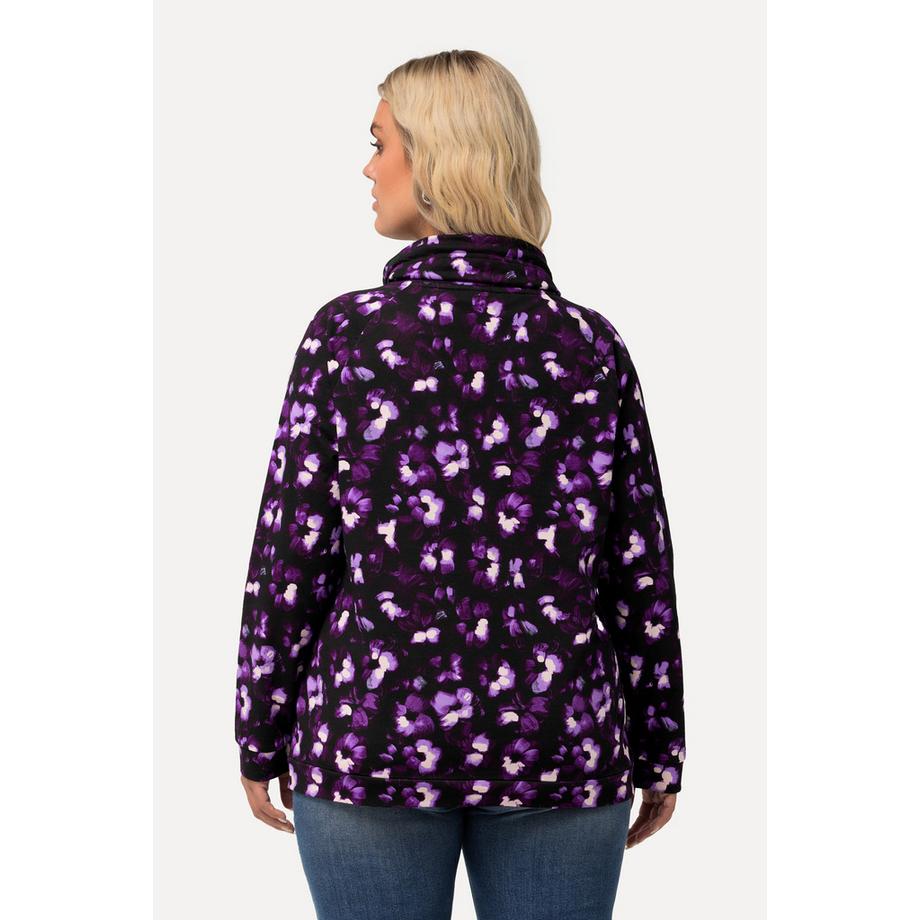 Ulla Popken Sweat Imprimé Floral Col Montant Manches Longues Raglan  