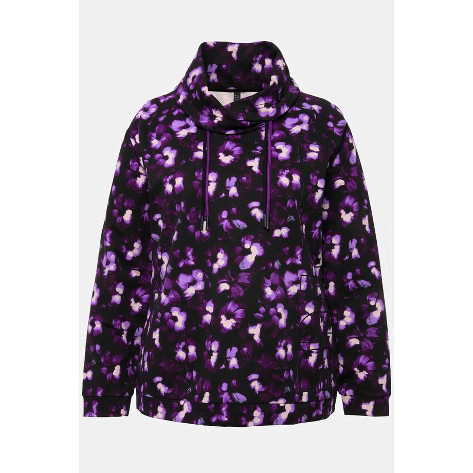 Ulla Popken Sweat Imprimé Floral Col Montant Manches Longues Raglan  