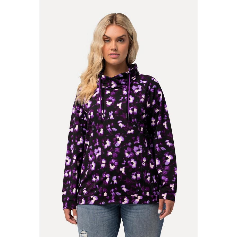 Ulla Popken Sweat Imprimé Floral Col Montant Manches Longues Raglan  