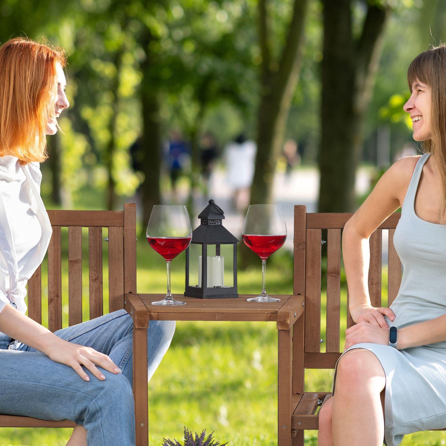 Northix Banc de jardin marron avec table  