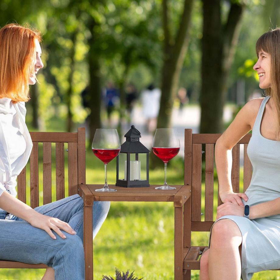 Northix Banc de jardin marron avec table  