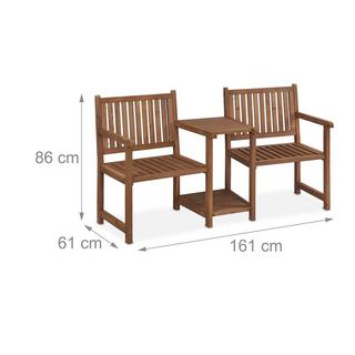 Northix Banc de jardin marron avec table  