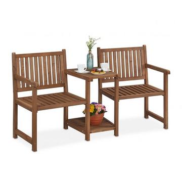 Braune Gartenbank mit Tisch