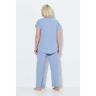 Ulla Popken Oversized Kurzarm V-Ausschnitt Pyjama Set  