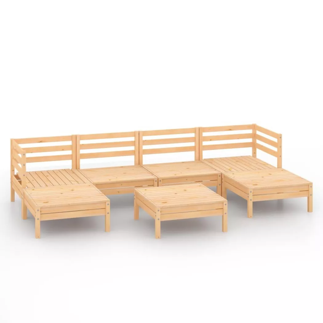 vidaXL 7-tlg. Garten-Lounge-Set Massivholz Kiefer