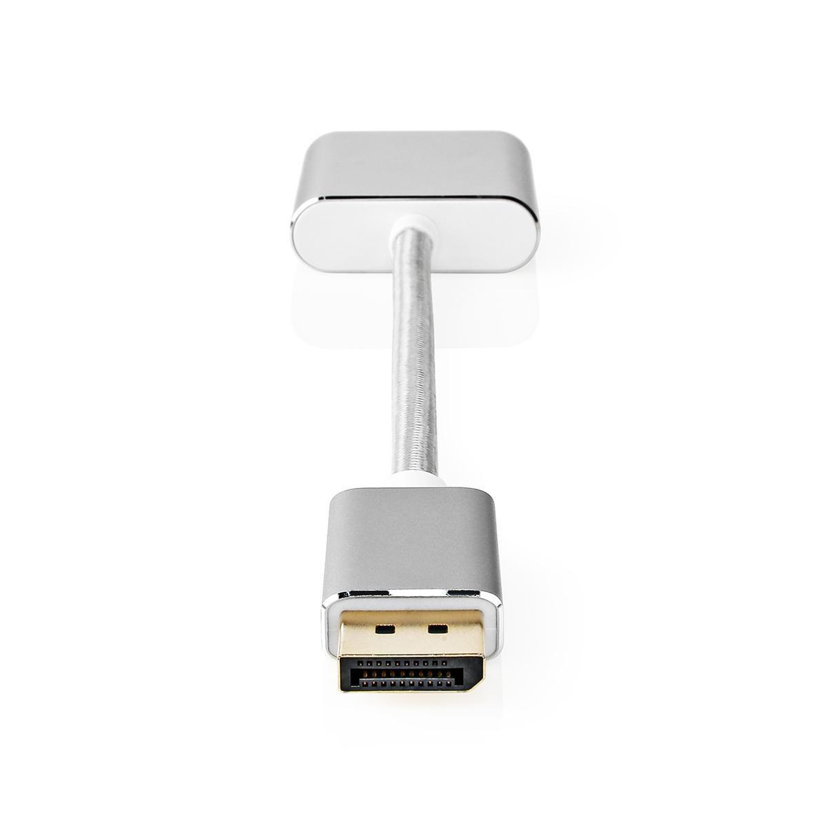 Nedis  Displayport Kabel | DisplayPort Stecker | DVI-D 24+1-Pin Buchse | 1080p | Vergoldet | 0,20 m | Rund | Geflochten | Silber | Box mit abgedecktem Fenster 