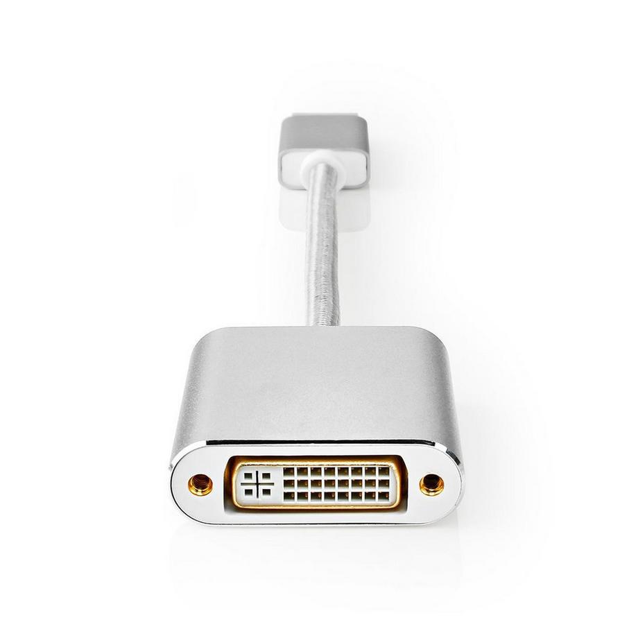Nedis  Displayport Kabel | DisplayPort Stecker | DVI-D 24+1-Pin Buchse | 1080p | Vergoldet | 0,20 m | Rund | Geflochten | Silber | Box mit abgedecktem Fenster 