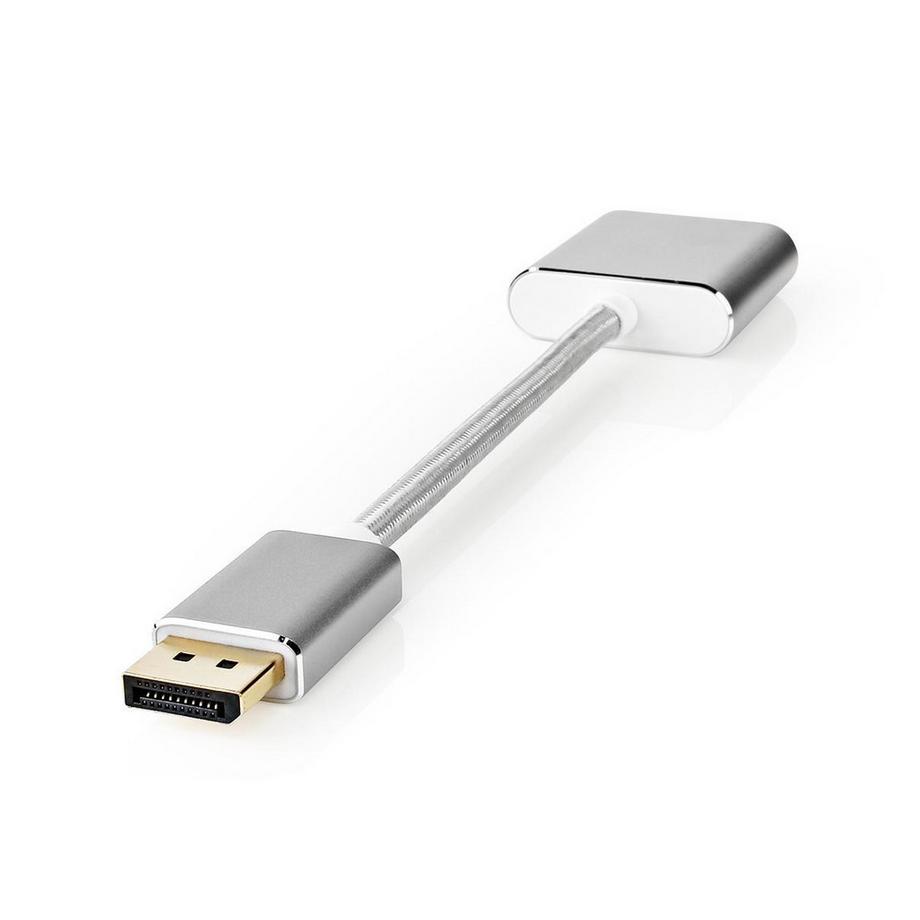 Nedis  Displayport Kabel | DisplayPort Stecker | DVI-D 24+1-Pin Buchse | 1080p | Vergoldet | 0,20 m | Rund | Geflochten | Silber | Box mit abgedecktem Fenster 