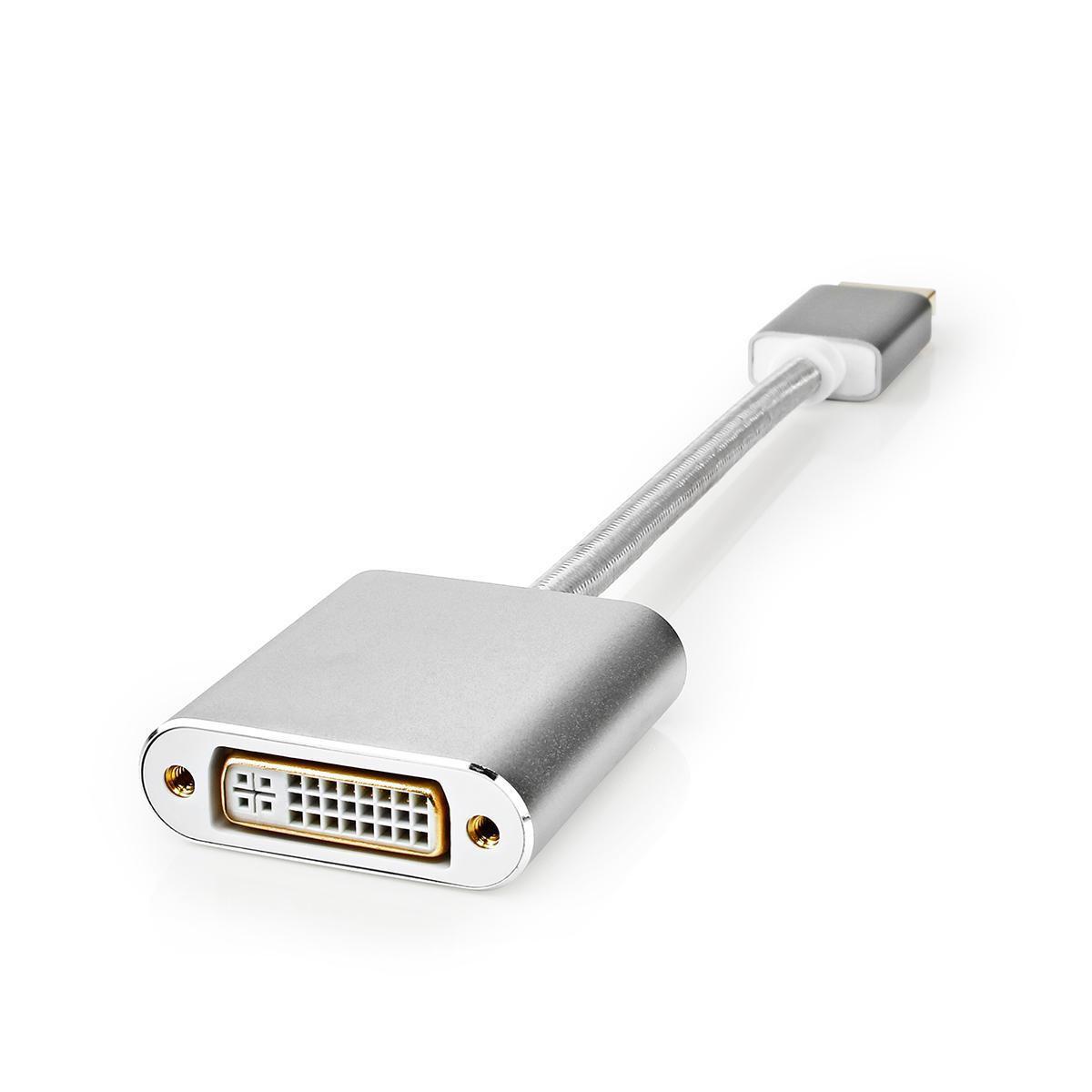 Nedis  Displayport Kabel | DisplayPort Stecker | DVI-D 24+1-Pin Buchse | 1080p | Vergoldet | 0,20 m | Rund | Geflochten | Silber | Box mit abgedecktem Fenster 
