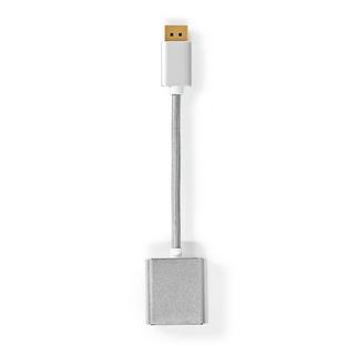 Nedis  Câble Displayport | DisplayPort mâle | DVI-D 24+1 broches femelle | 1080p | Plaqué or | 0.20 m | Rond | Tressé | Argent | Boîte avec fenêtre couverte 