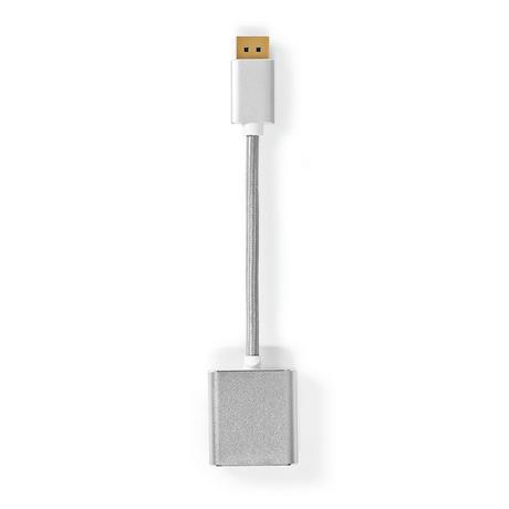 Nedis  Câble Displayport | DisplayPort mâle | DVI-D 24+1 broches femelle | 1080p | Plaqué or | 0.20 m | Rond | Tressé | Argent | Boîte avec fenêtre couverte 
