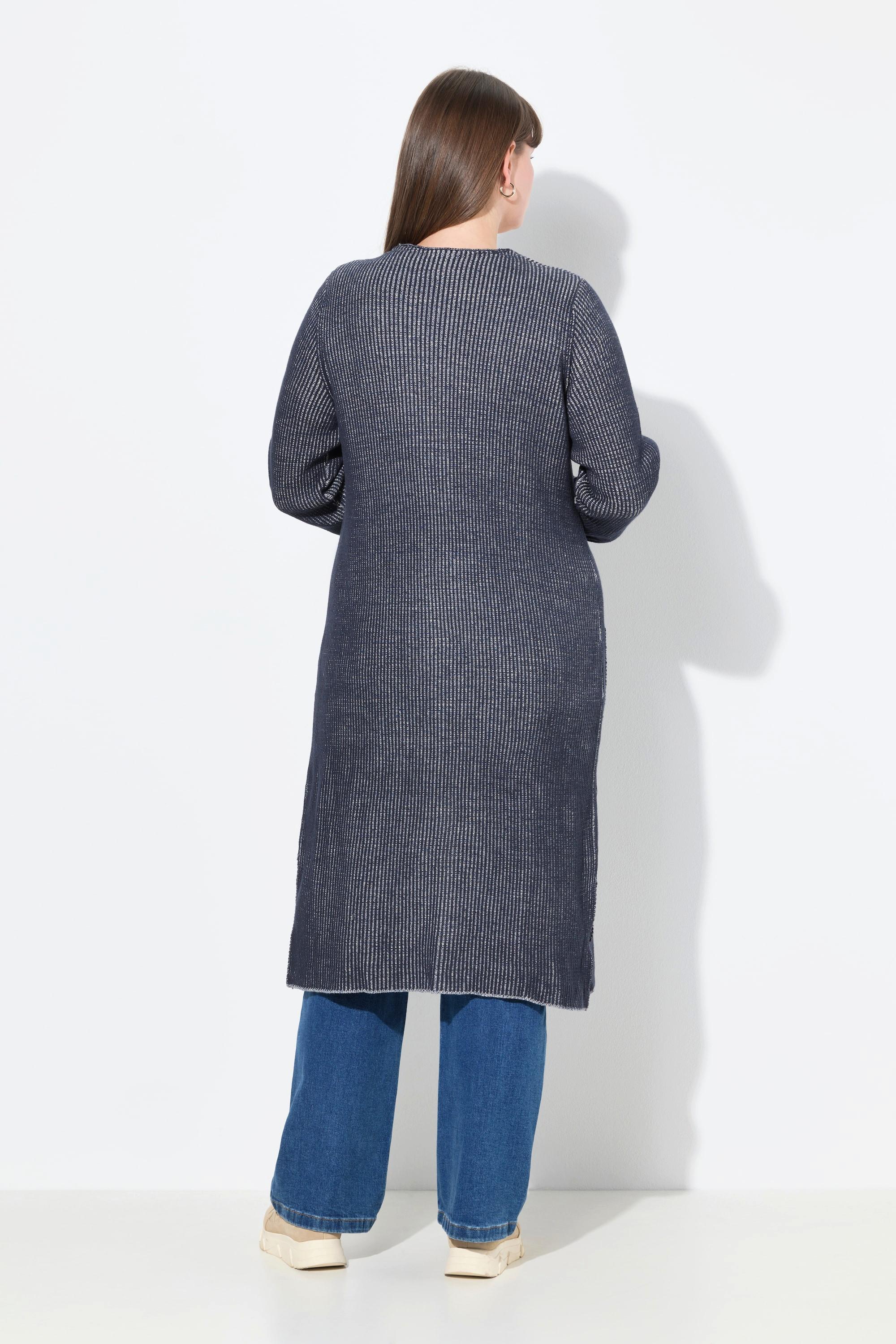 Ulla Popken Cardigan lungo a coste scollo a V  