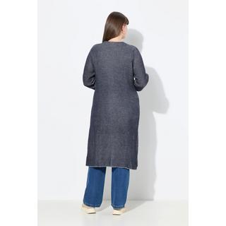 Ulla Popken Cardigan lungo a coste scollo a V  