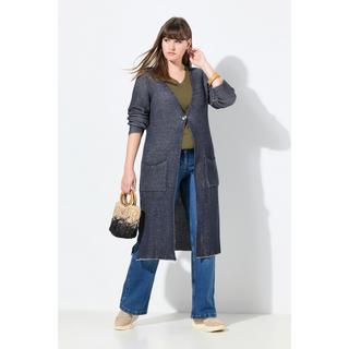 Ulla Popken Cardigan lungo a coste scollo a V  