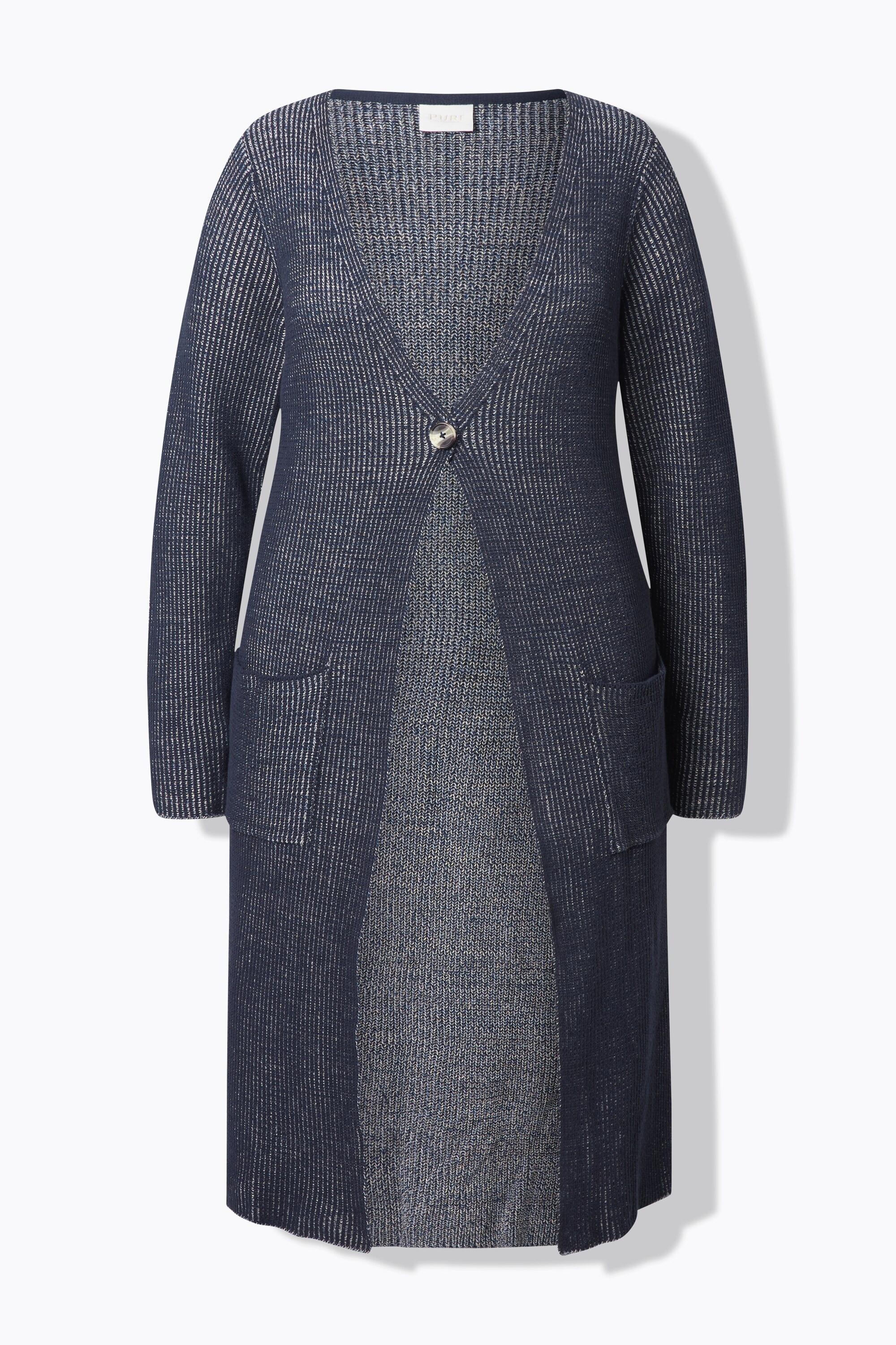 Ulla Popken Cardigan lungo a coste scollo a V  