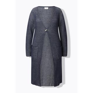 Ulla Popken Cardigan lungo a coste scollo a V  