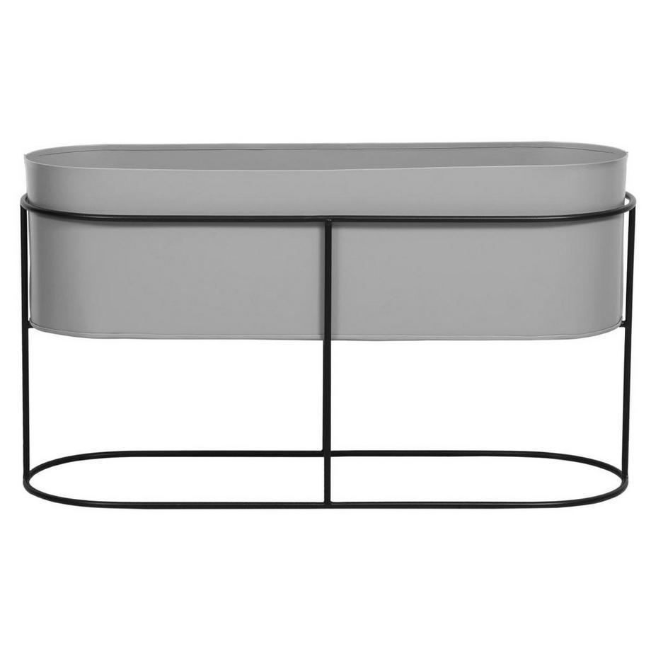 Vente-unique  Jardinière intérieur ou extérieur sur pied - L.74 x H.40 cm - Métal - Gris clair - RAVINA 