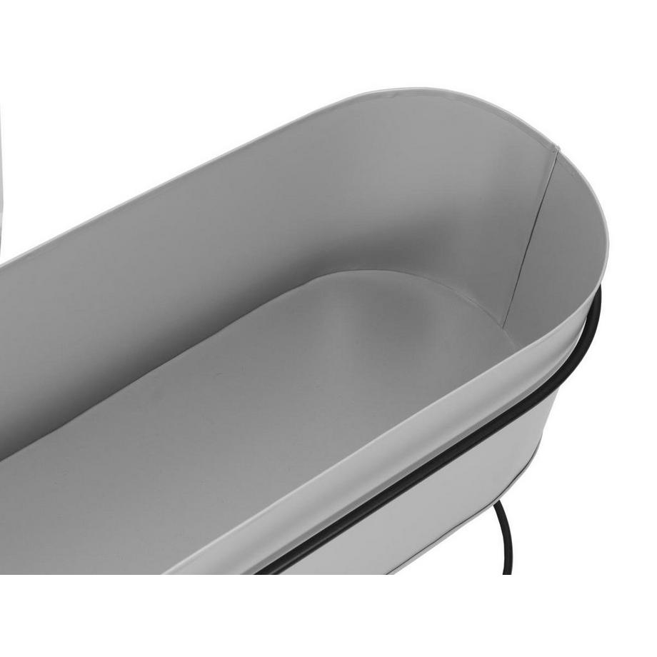 Vente-unique  Jardinière intérieur ou extérieur sur pied - L.74 x H.40 cm - Métal - Gris clair - RAVINA 