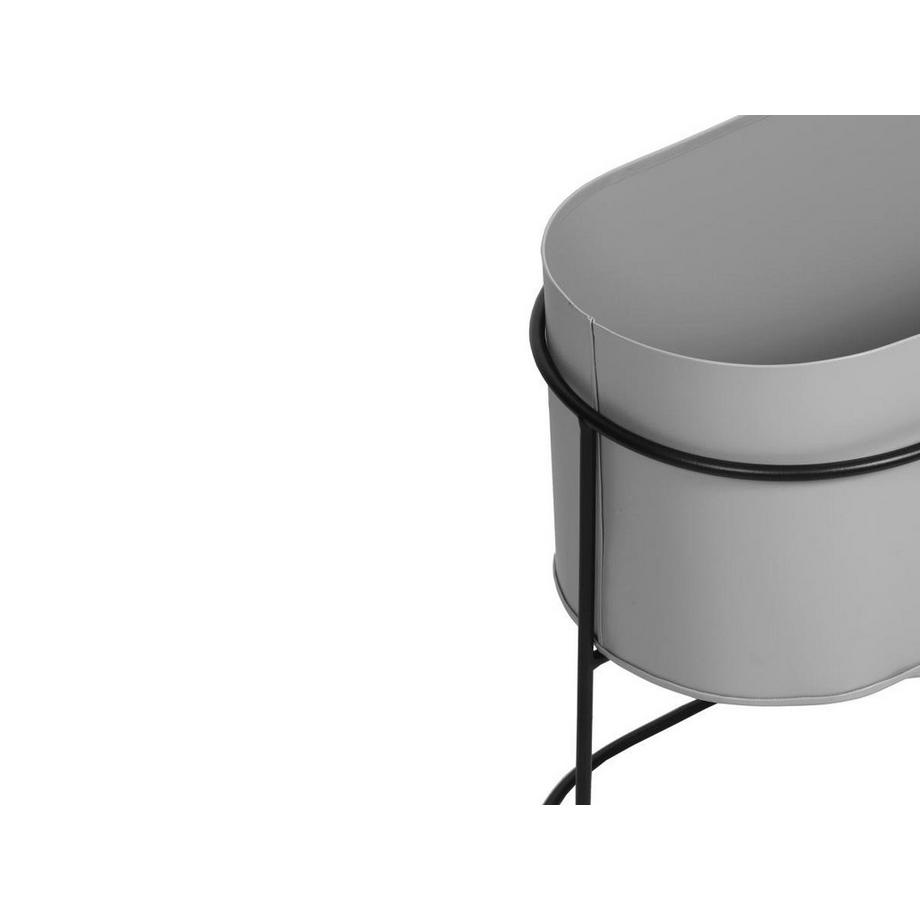 Vente-unique  Jardinière intérieur ou extérieur sur pied - L.74 x H.40 cm - Métal - Gris clair - RAVINA 