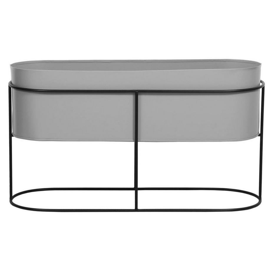 Vente-unique  Jardinière intérieur ou extérieur sur pied - L.74 x H.40 cm - Métal - Gris clair - RAVINA 