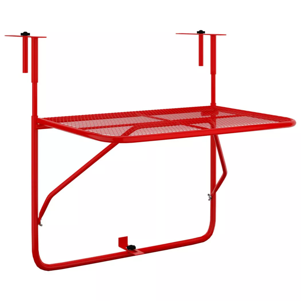 vidaXL Table de balcon Rouge 60x40 cm Acier