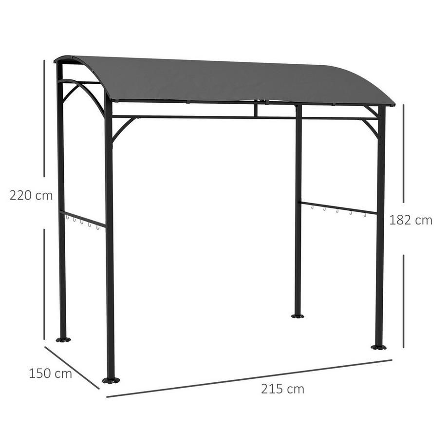 Northio Grillpavillon 215 x 150 x 220 cm Wasserabweisend Gartenpavillon mit Gebogendach, Gartenlauben mit Haken, BBQ Pavillon, Gartenzelt Grillzelt Partyzelt für Garten Party Picknick BBQ, Dunkelgrau Aosom  