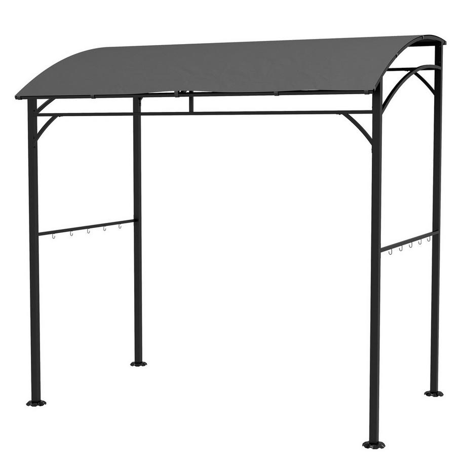 Grillpavillon 215 x 150 x 220 cm Wasserabweisend Gartenpavillon mit Gebogendach, Gartenlauben mit Haken, BBQ Pavillon, Gartenzelt Grillzelt Partyzelt für Garten Party Picknick BBQ, Dunkelgrau Aosom