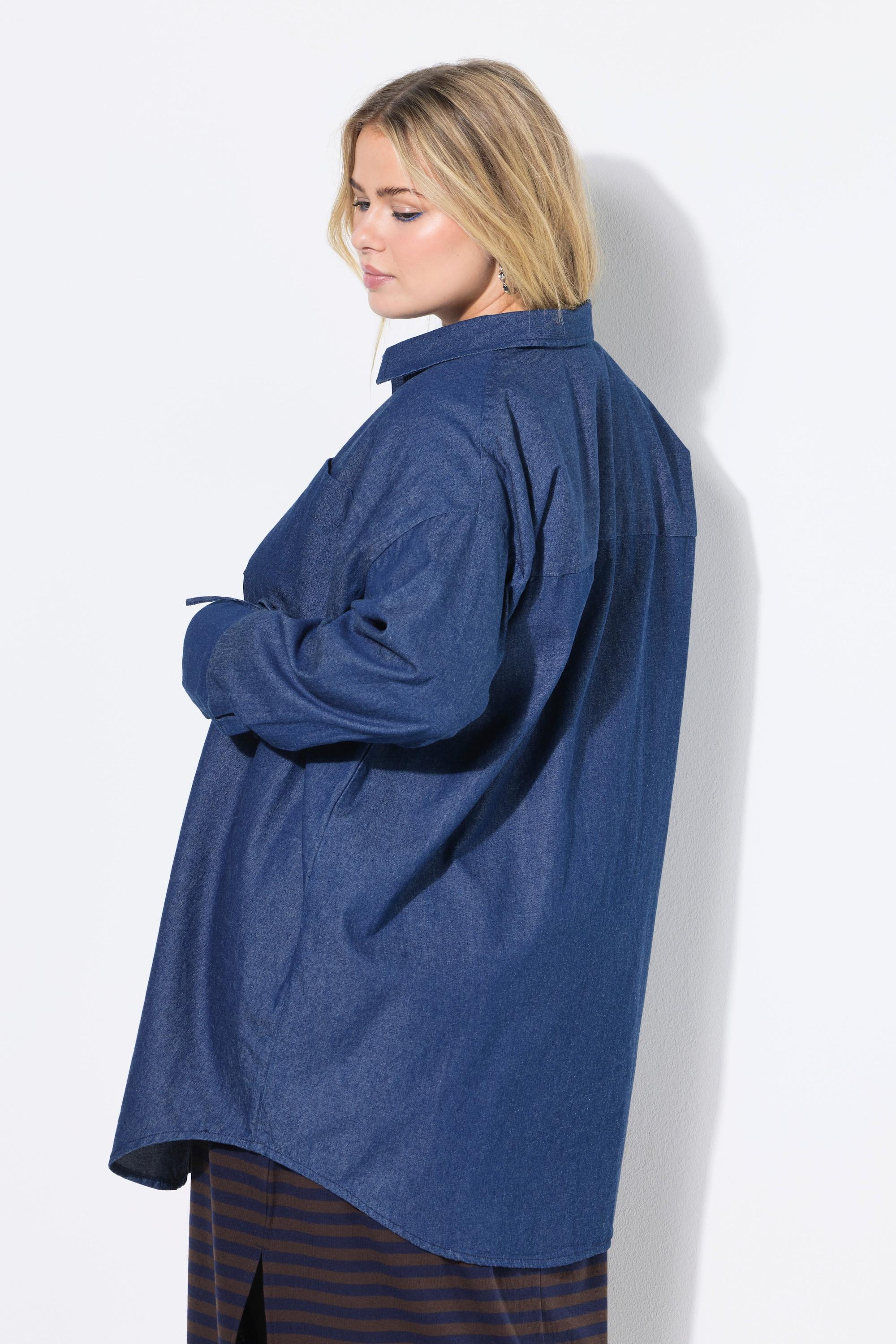 Studio Untold Chemisier oversize effet denim à manches retroussables  