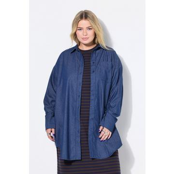 Chemisier oversize effet denim à manches longues pouvant être froncées