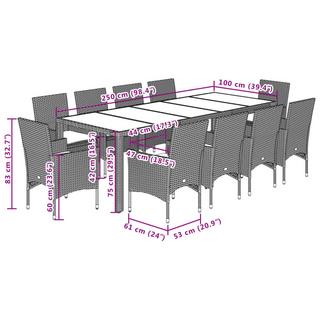 VidaXL Ensemble de salle à manger de jardin rotin synthétique  