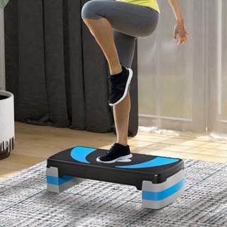 Northio  Steppbrett Aerobic-Stepper Höhenverstellbar Mit 3 Stufen (10/15/20Cm), Fitness Heimtrainer, Bis 150 Kg, Hellblau, 80X31X10-20 Cm 