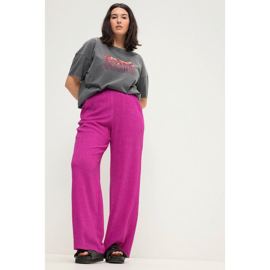 Studio Untold Pantaloni Gamba Larga Crêpe Vita Elastica  