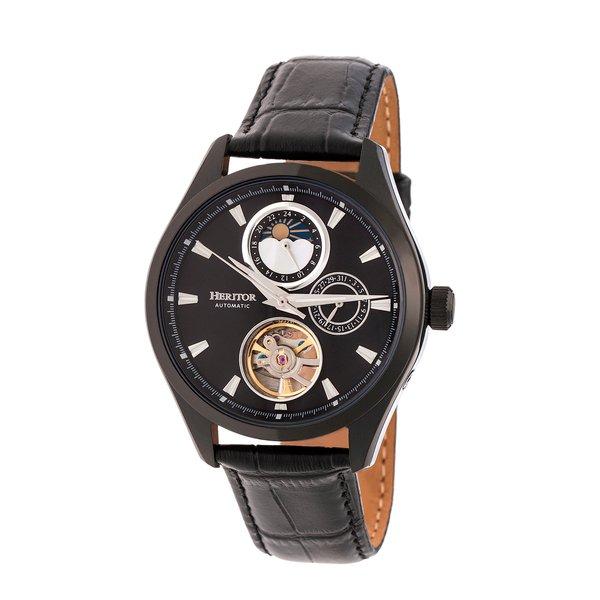 Heritor Automatic  Heritor Montre Automatique Sebastian Semi-Squelette en Cuir 