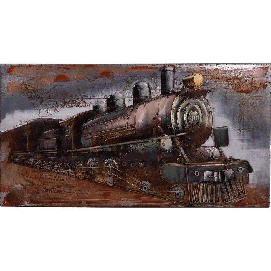 Tableau métallique 3D locomotive à vapeur Visionik 140x70