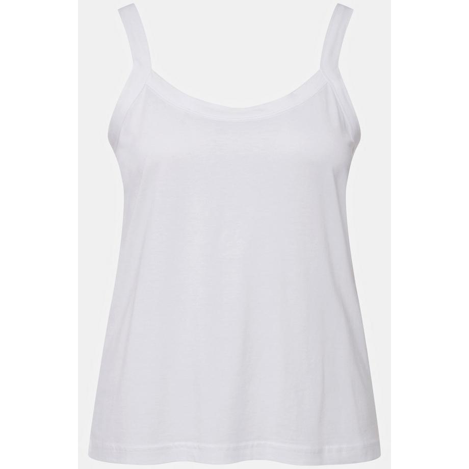 Ulla Popken Top Smanicato Spalline Sottili Scollo Rotondo Misto Modal  