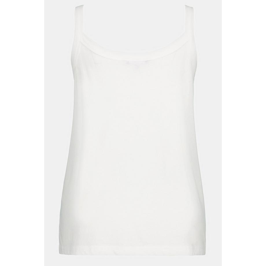 Ulla Popken Top Smanicato Spalline Sottili Scollo Rotondo Misto Modal  