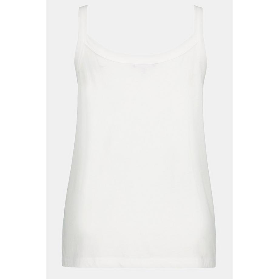 Ulla Popken Top Smanicato Spalline Sottili Scollo Rotondo Misto Modal  