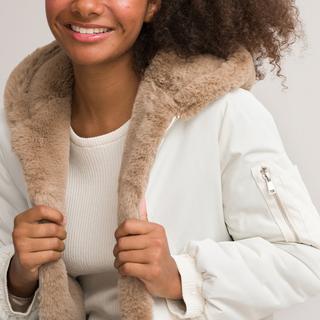 La Redoute Collections  Blouson réversible tissu duveteux à capuche 