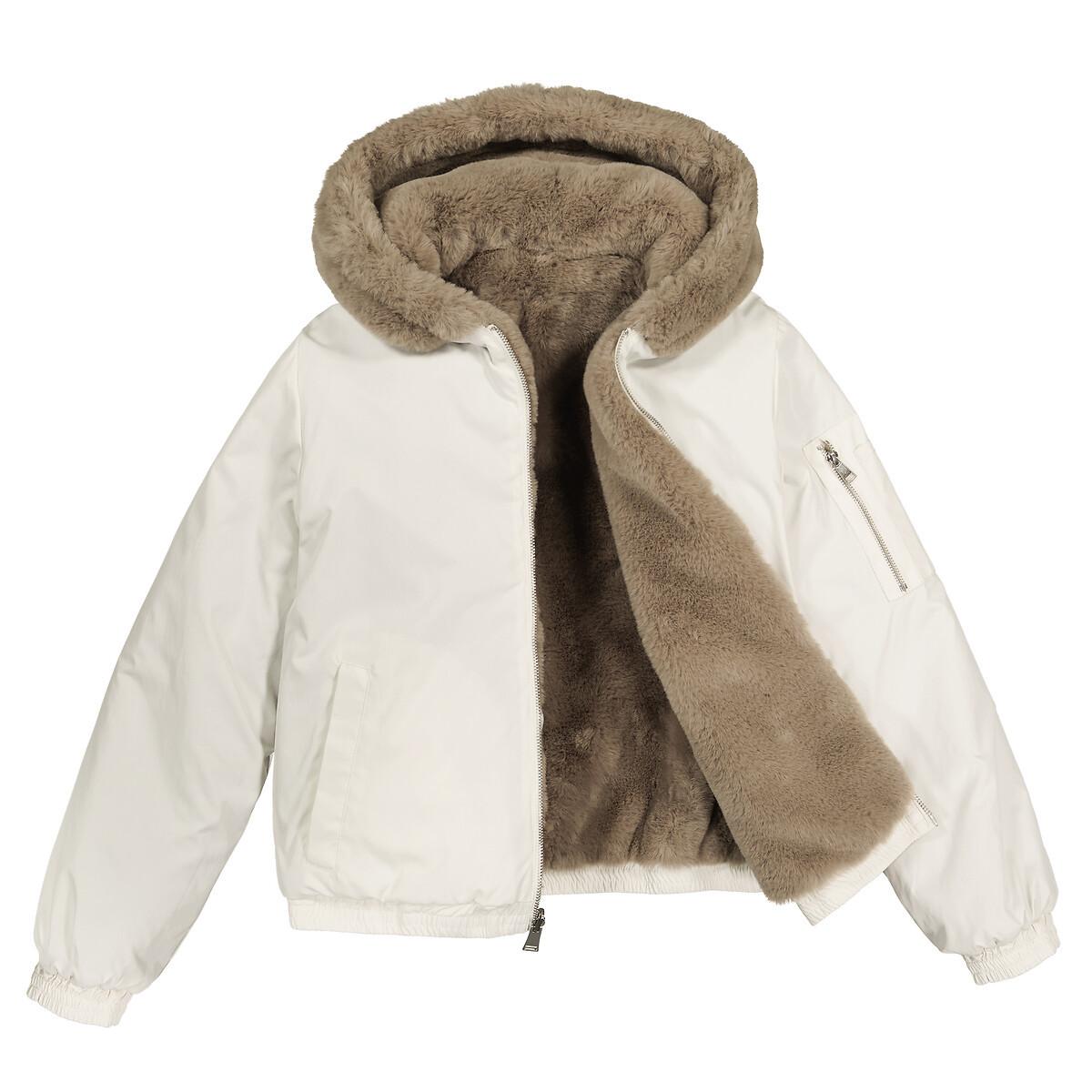 La Redoute Collections  Blouson réversible tissu duveteux à capuche 