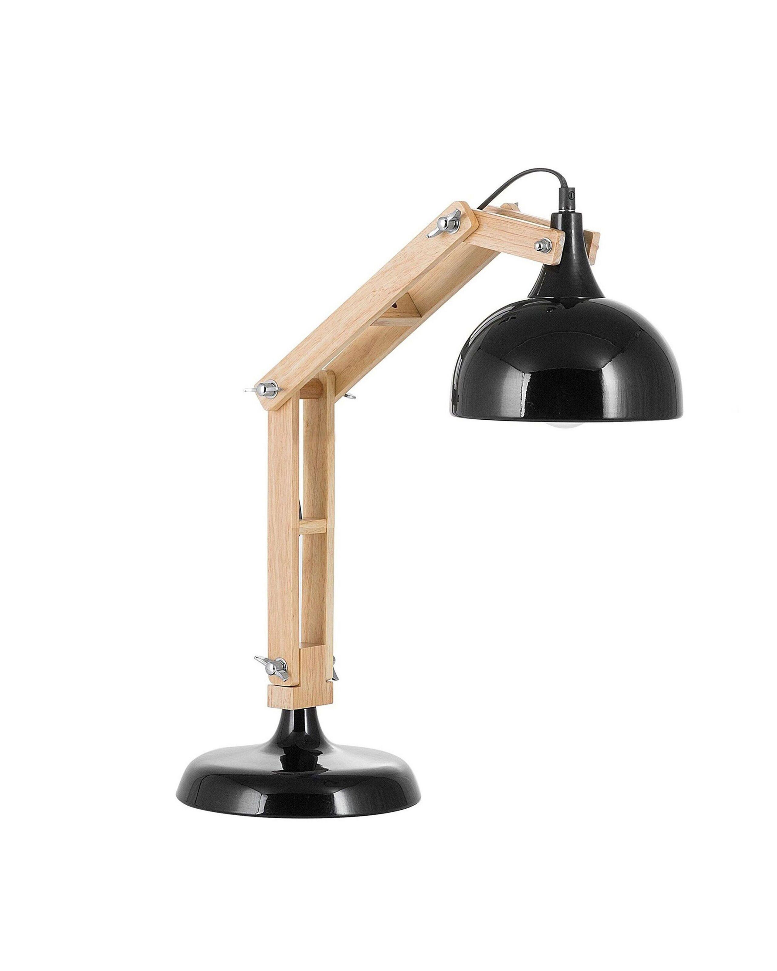 Beliani Lampe de bureau en Bois d'hévéa Industriel SALADO  