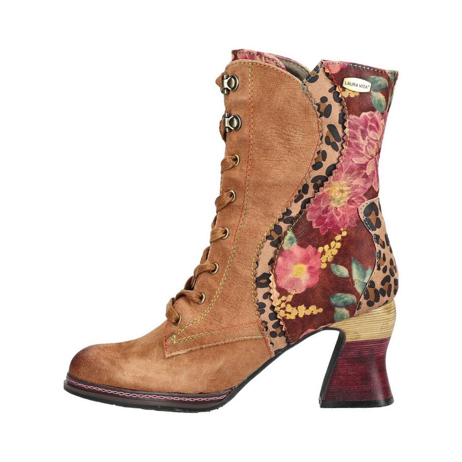 Laura Vita Bottine à lacets avec motifs floraux et léopard  