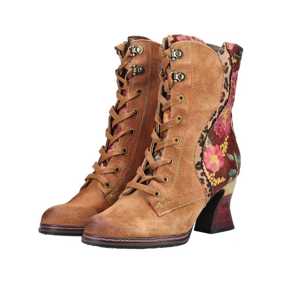 Laura Vita Bottine à lacets avec motifs floraux et léopard  